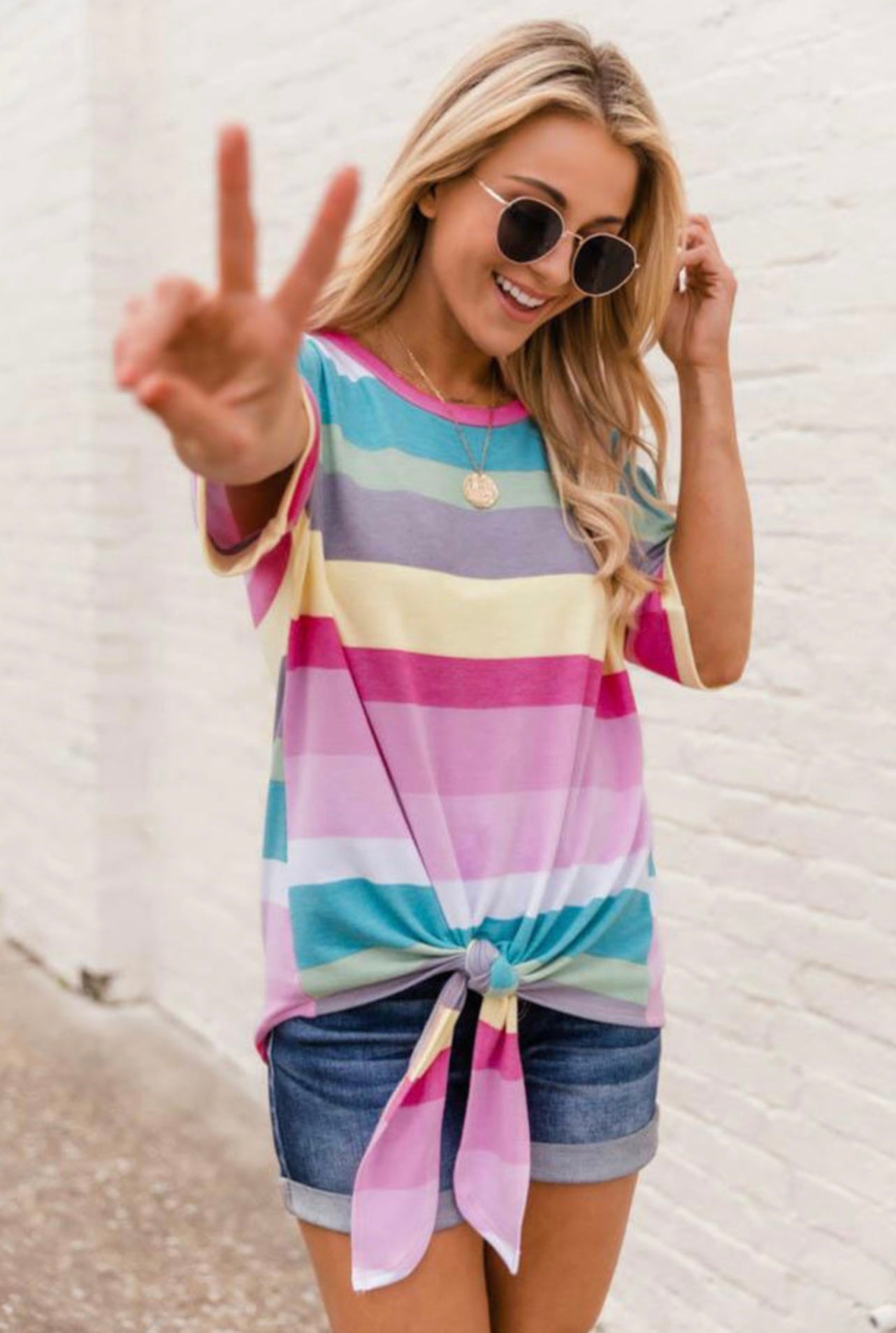 Summer Stripe Knot tee